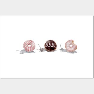 Toasted Mauve Donut Snails Watercolor Posters and Art